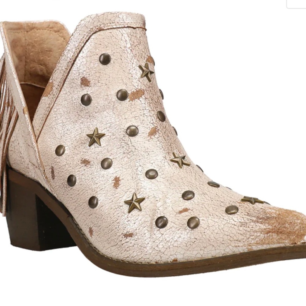 Circle G Silver Studded Fringe Ankle Boots - Picture 3 of 10